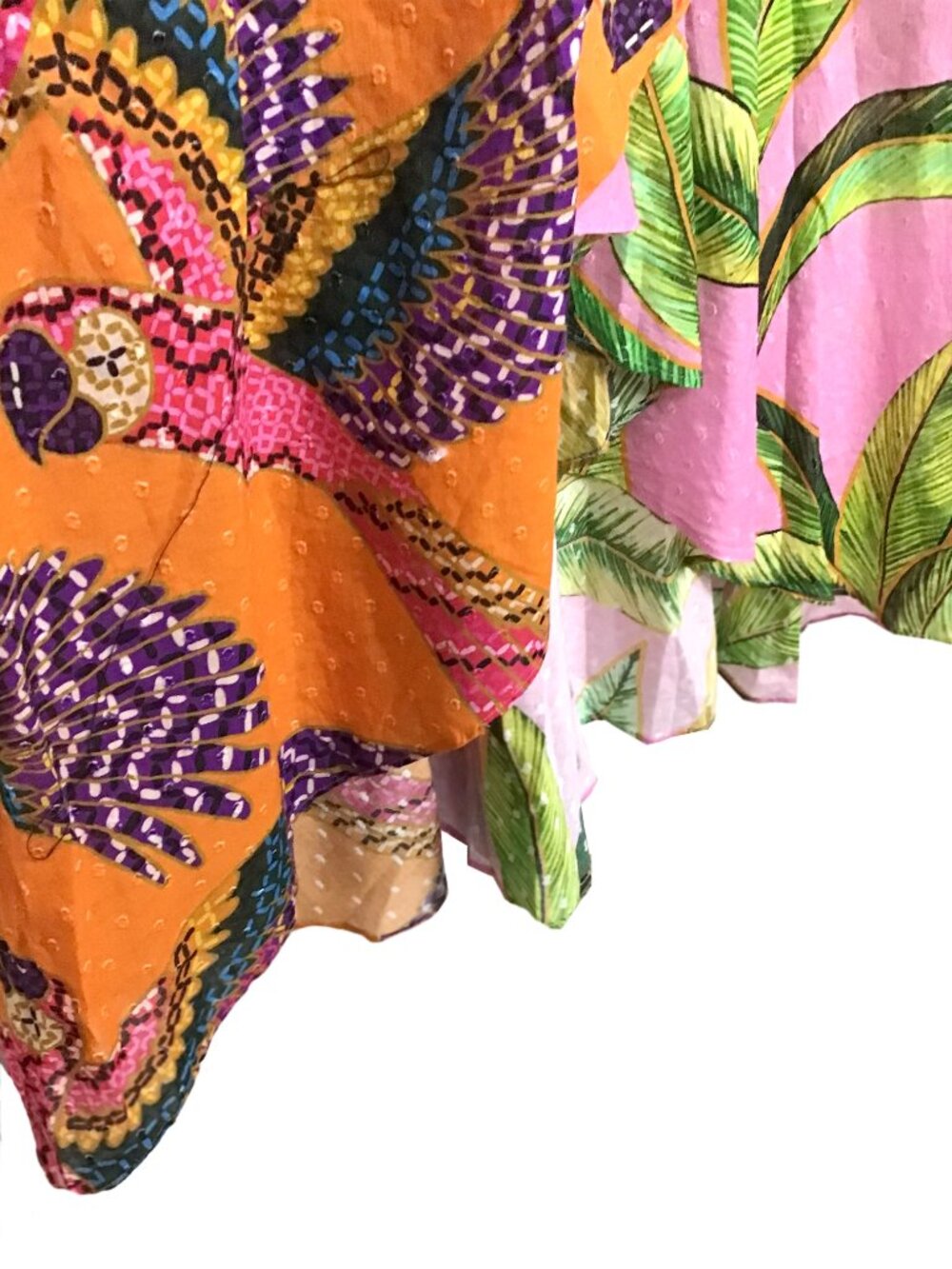 FARM RIO Mixed Prints Beaded Macaw Pink Foliage Midi Wrap Dress - Picture 6 of 15